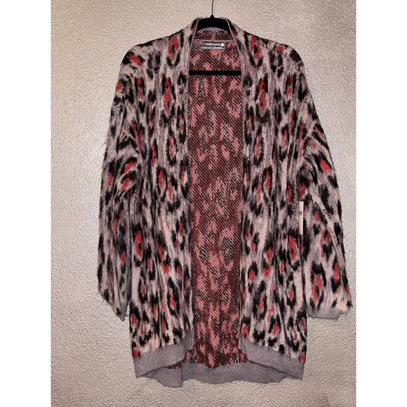 Anthropologie Mob Wife Edgy Neutral Pink Leopard Long Sleeves Cardigan  Sm NWT - Picture 1 of 8